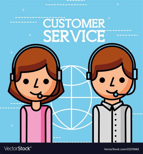 Cartoon man and woman employees customer service Vector Image