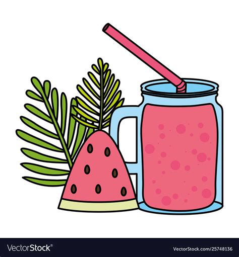 Fresh juice fruit jar with straw Royalty Free Vector Image