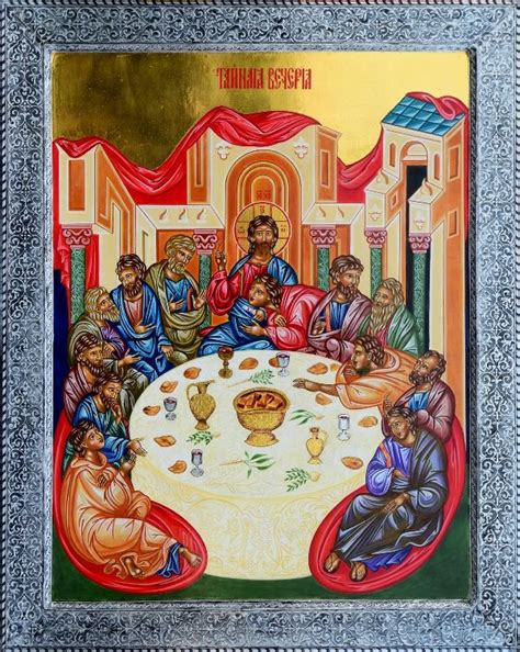 The Last Supper, Eastern Orthodox icon, by the hand of Alina Smolyansky. 24x30 inch, egg tempera ...