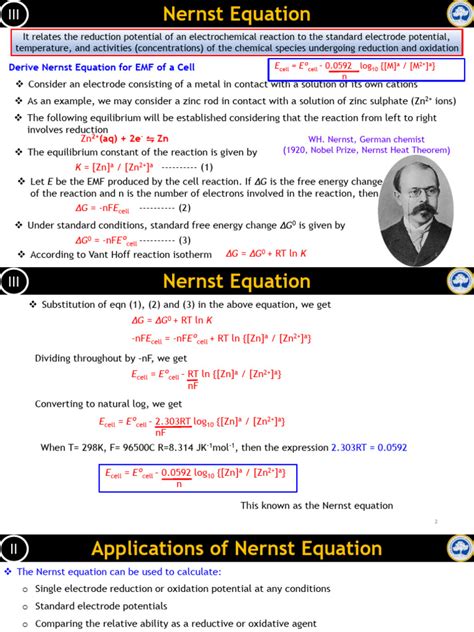 Module II - Nernst Equation | PDF | Electrochemistry | Redox