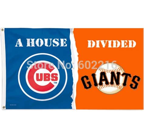 Custom Baseball House Divided Flag Chicago Cubs vs. San Francisco Giants Rivalry Team Logo Flag ...