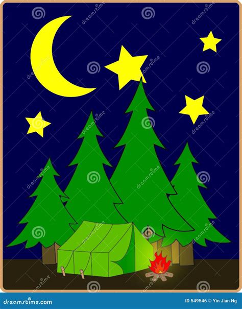 Campsite at night stock illustration. Image of field, outfitter - 549546