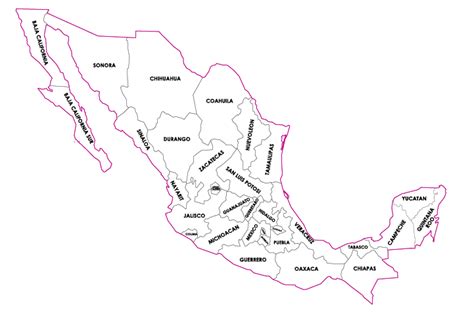 Mapa de la República Mexicana con nombres - Stanser