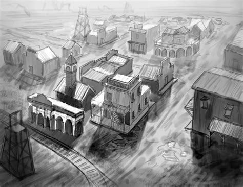 Western Town Drawing at PaintingValley.com | Explore collection of Western Town Drawing