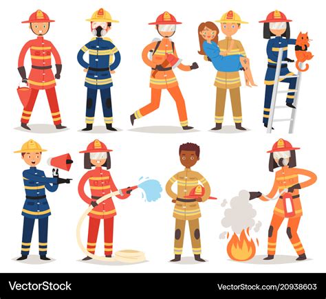 Firefighter cartoon fireman character Royalty Free Vector