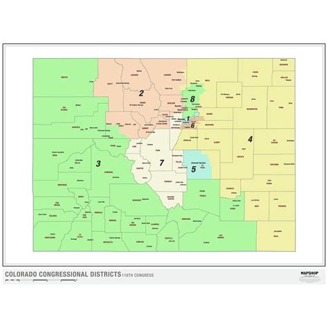 Colorado 2022 Congressional Districts Wall Map by MapShop - The Map Shop