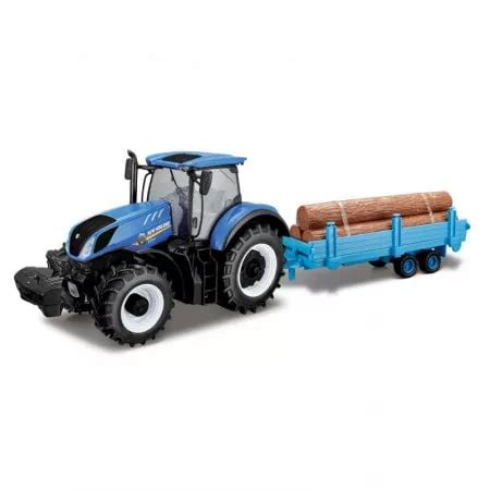 Bburago New Holland Tractor Toy with log trailer - Farm Toy