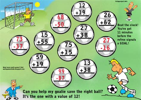 Math Games 4 Kids: [Free Download] Soccer Math Game Sheet