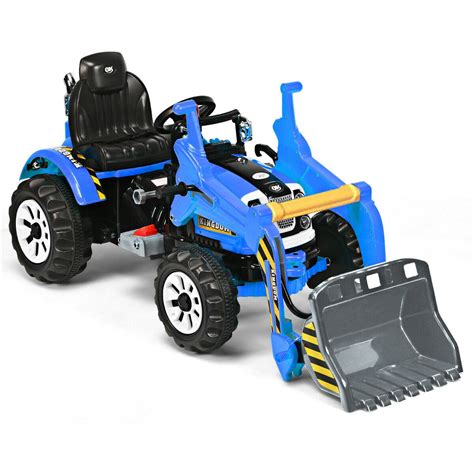 Kids Ride On Excavator Truck 12V Battery Powered W/Front Loader Digger Blue - Walmart.com ...