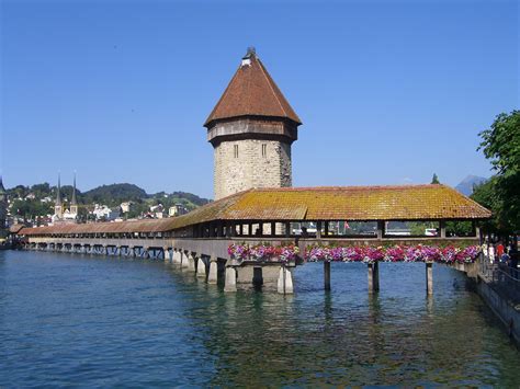 SIGHTS. Kapellbrücke (chapel Bridge). The oldest wooden bridge in Europe snakes diagonally acros ...