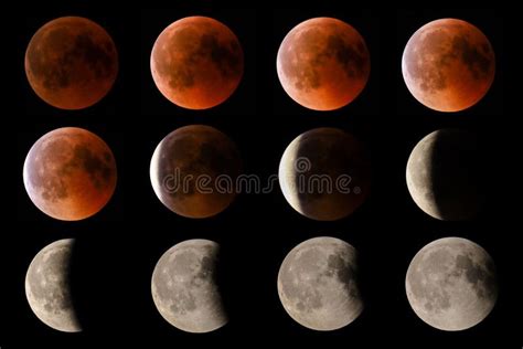 Phases of a Lunar Eclipse, a Blood Moon Stock Photo - Image of cosmic ...