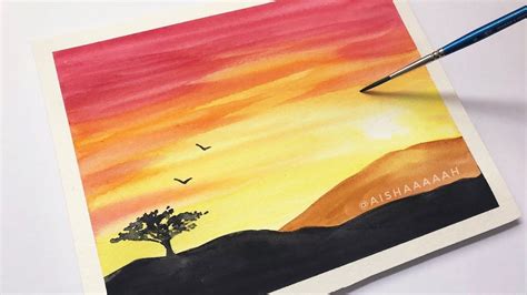 Easy Watercolor Sunset Tutorial for Beginners Step By Step | Watercolor sunset, Watercolor ...