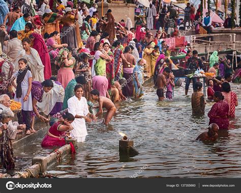 Woman Bathing On The Ganges River – Stock Editorial Photo © searagen ...