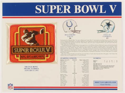 Baltimore Colts Super Bowl V Champions Commemorative Score Card with ...