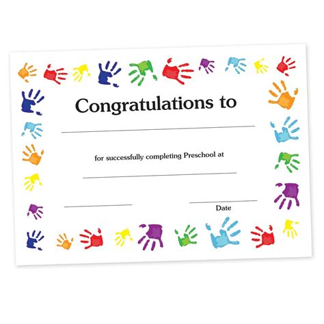 Certificate-Handprints | Preschool certificates, School certificates, Graduation certificate ...