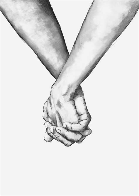 Black And White Couple Holding Hands Drawing - bmp-flow