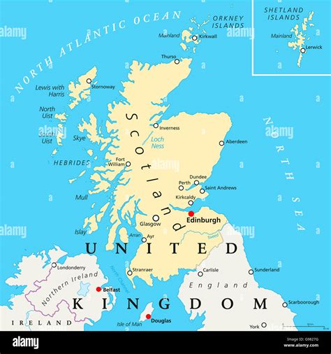 Scotland political map with capital Edinburgh, national borders and cities Stock Photo - Alamy