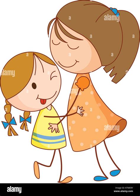 Illustration of 2 sisters embracing Stock Vector Image & Art - Alamy