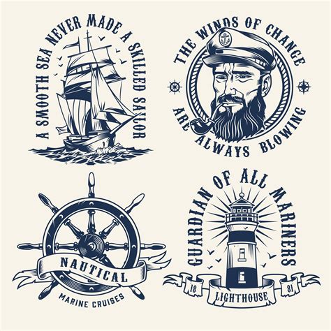 Nautical logo templates | Nautical logo, Vintage nautical, Monochrome posters