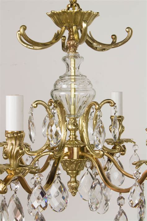 Swedish Brass and Crystal Chandelier with Six Lights - Appleton Antique Lighting