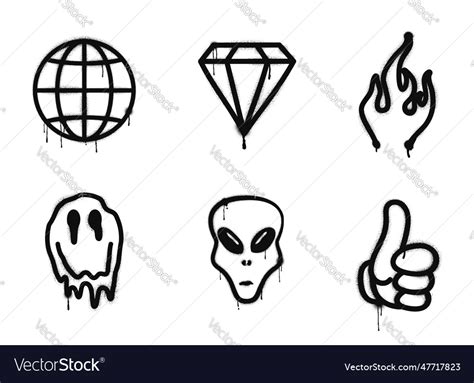 Graffiti drawing symbols set Royalty Free Vector Image