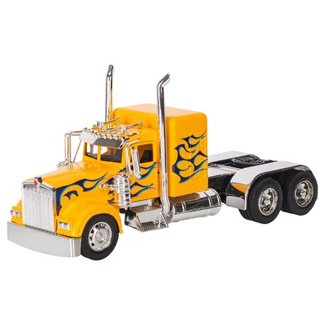 Peterbilt 389/Kenworth W900 Semi Truck Die Cast Toy - 1:32 Scale Yellow ...