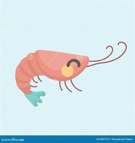 Vector Image Of A Cartoon Funny Shrimp. | CartoonDealer.com #96827972