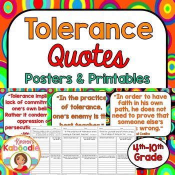 Tolerance Quotes Posters and Activities: Character Traits Quotes Bulletin Board | Tolerance ...