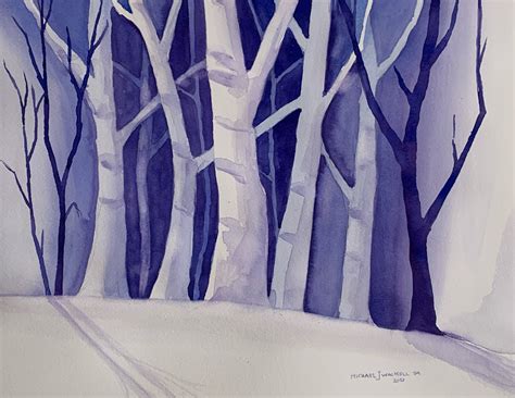 Negative Space Blue Trees Painting original Watercolor - Etsy