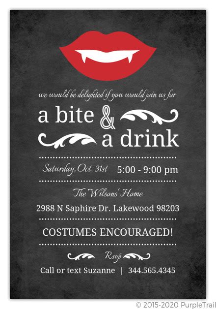 Vampire Chalkboard Halloween Party Invitation | Halloween Invitations