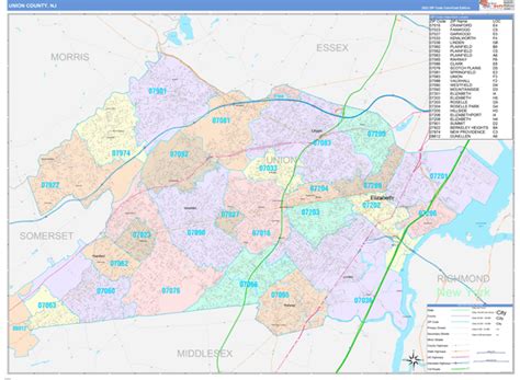 Wall Maps of Union County New Jersey - marketmaps.com