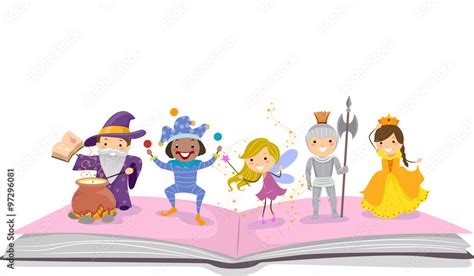 Stickman Kids Story Book Characters Stock Vector | Adobe Stock