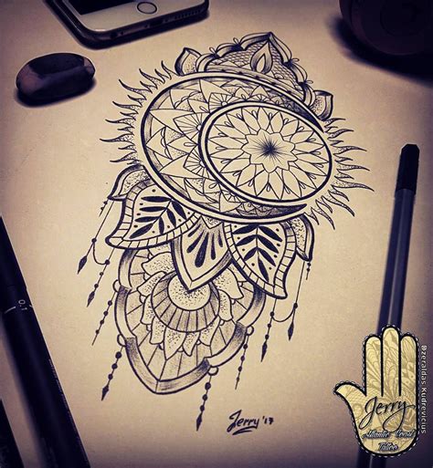 Mandala Moon Tattoo Shoulder