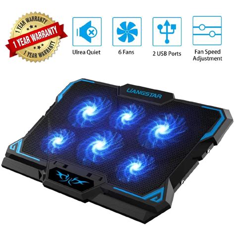 Laptop Cooling Pad, Laptop Cooler with 6 Quiet Led Fans for 15.6-17 ...