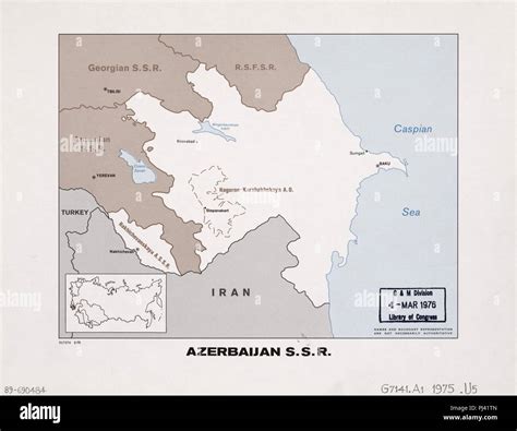 Azerbaijan S.S.R. map 1975 Stock Photo - Alamy