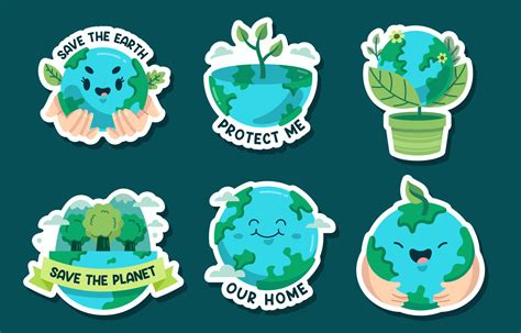 Set of Cute World Environment Day Stickers 5399354 Vector Art at Vecteezy