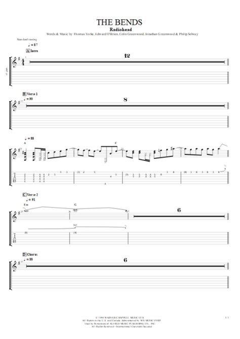 The Bends Tab by Radiohead (Guitar Pro) - Guitars, Bass & Backing Track | mySongBook