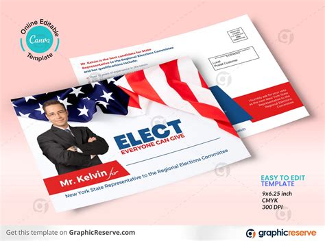 Political Direct Mail Postcard (Canva template) - Graphic Reserve