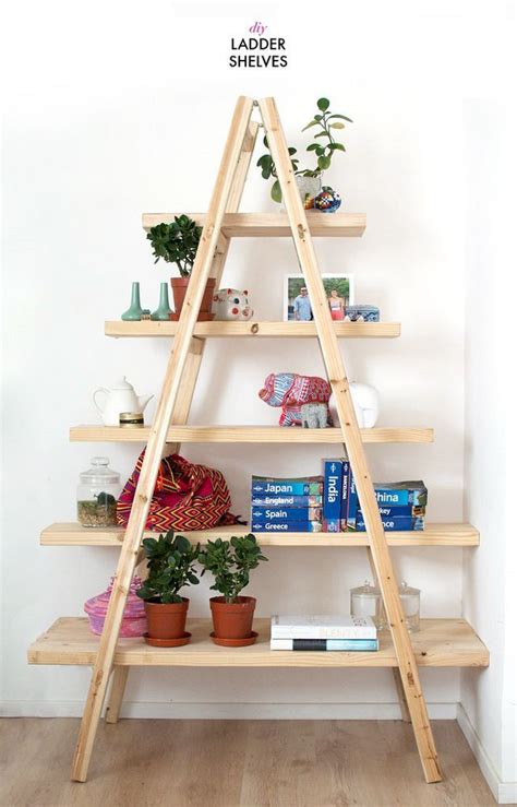 DIY LADDER SHELVES (a pair & a spare) | Bookshelves diy, Homemade ...