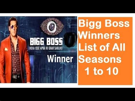 Bigg Boss Winners List of All Seasons 1 to 10 - Winner of Seasons: 1, 2 ...