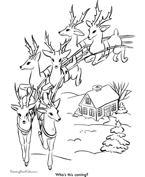 Santa's Reindeer Christmas Coloring Pages - 006