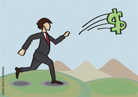 Chasing After Money Metaphor Vector Cartoon Illustration Stock Vector ...