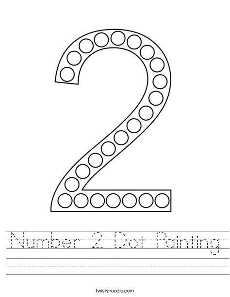 Number 2 Dot Painting Worksheet - Twisty Noodle