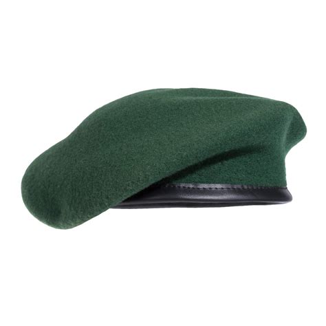 Military Beret Hat with Leather Sweatband Wool Green Beret Military ...