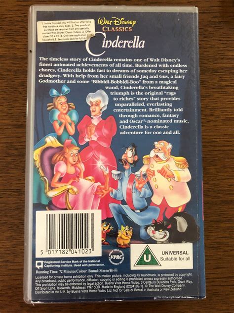 A Walt Disney Classics Cinderella 1950 VHS | Etsy