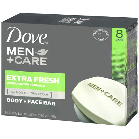 Dove Body And Face Bar Soap, Extra Fresh Invigorating Formula, 8 - 4.25 oz (120 g) [34 oz (960 g)]