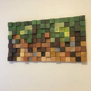 Minecraft Wood Wall Art, Wood Wall Decor, Wooden Mosaic, Abstract Wood ...