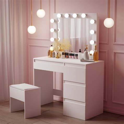 White Makeup Vanity With Lights - Beauty & Health