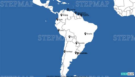 StepMap - Capital Cities of South America - Landkarte für World