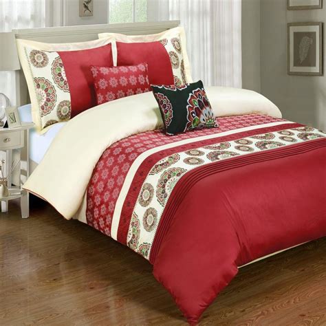 Super Luxurious 100% Egyptian Cotton 10 Piece Chelsea Red KING Size Embroidered Duvet Cover Set ...